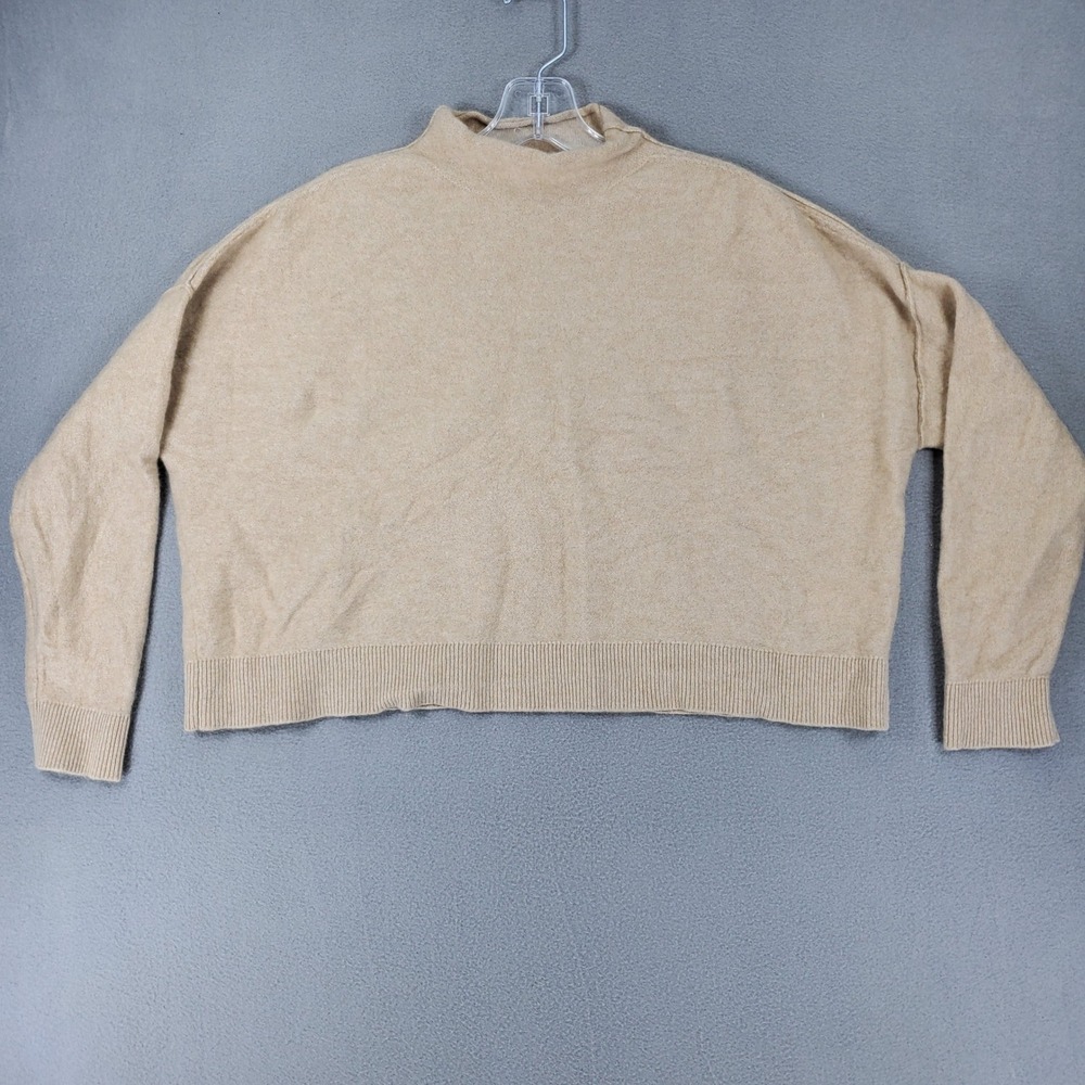 Pilcro Sweater Women S Beige Mock Neck Oversized Cashmere Blend Pullover